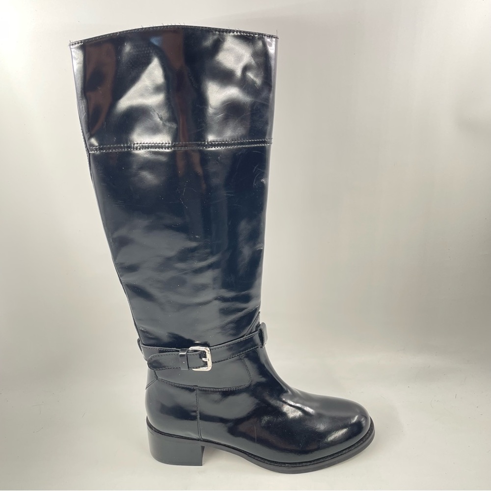NEW Jeffrey Campbell Women’s Glamping-SZ 9-Black Patent Leather Tall Riding Boot